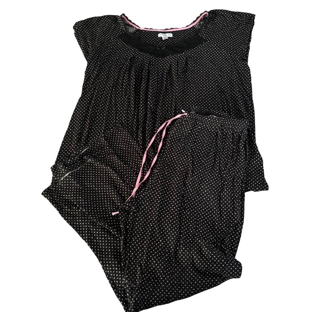 Croft & Barrow Two Piece Pajama Set Womens Size Large Black Pajamas Pjs Outfit